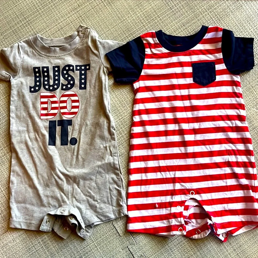 Bundle baby clothes 2 rompers one short patriotic
